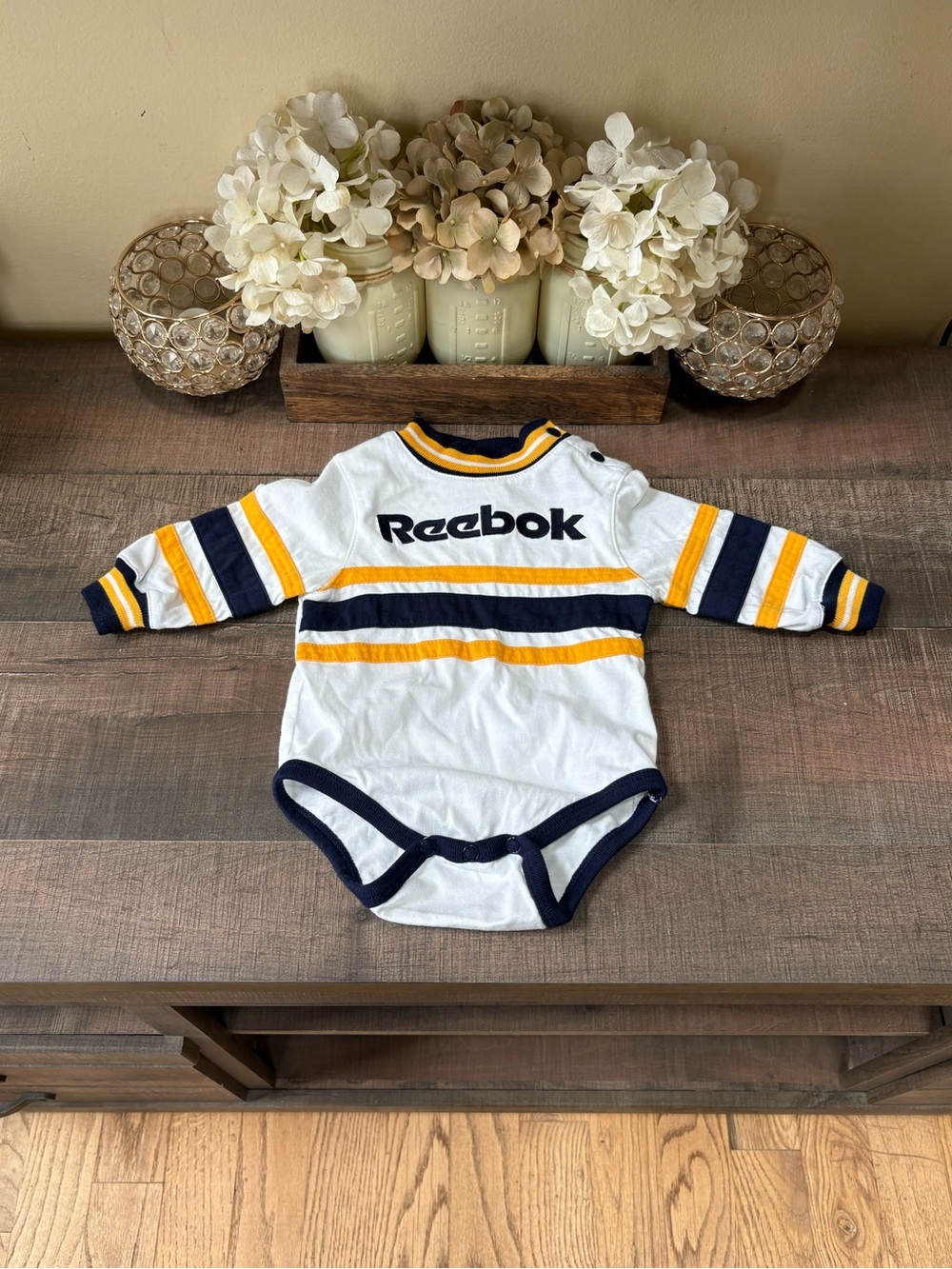Vintage Baby Reebok Onesie 6-9 months Navy